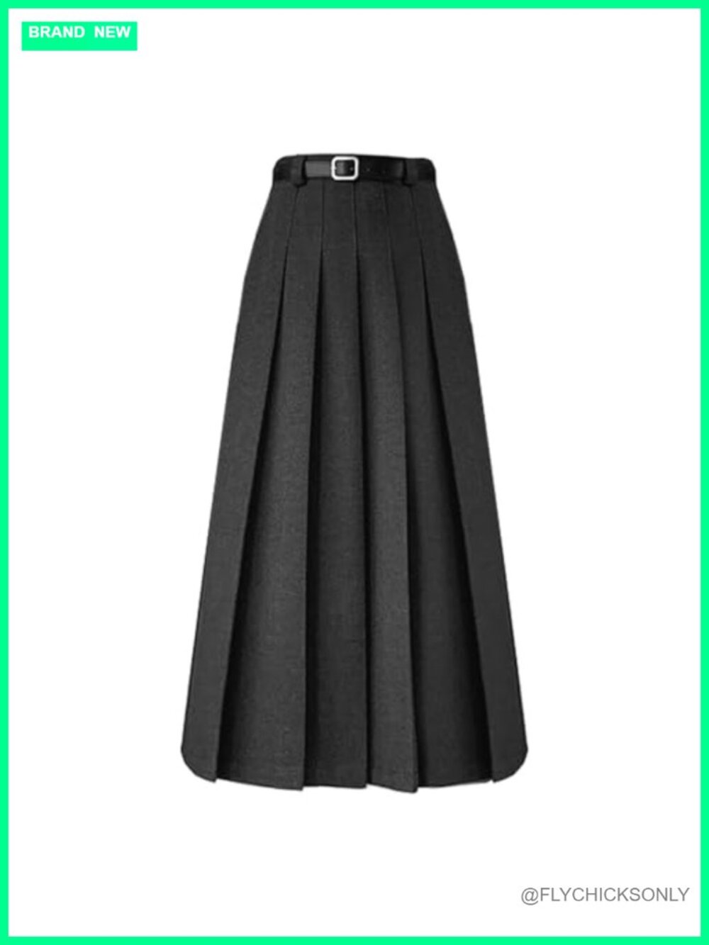 AULKEEP Women High Waist Pleated A-Line Maxi Skirt with Belt Long Flowy